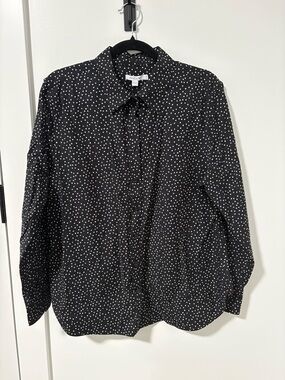 Chico's Black No Iron Stretch Tunic with White Polka Dots